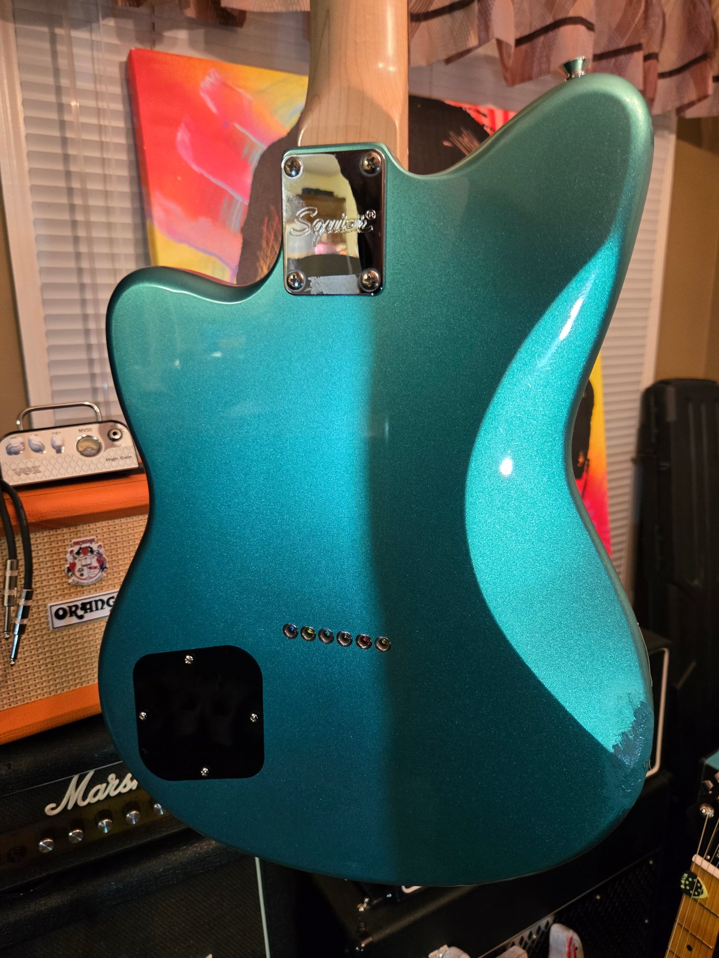 2022 Squier Toronado - Racing Stripes - Turquoise - 7lb 11oz