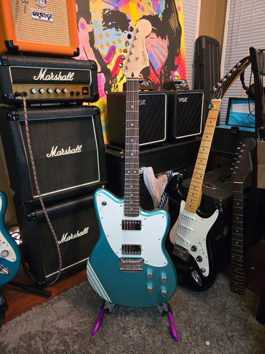 2022 Squier Toronado - Racing Stripes - Turquoise - 7lb 11oz